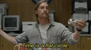 🤧 Time is a flat circle. cita, tiempo, círculo, plano, Matthew McConaughey telegram sticker