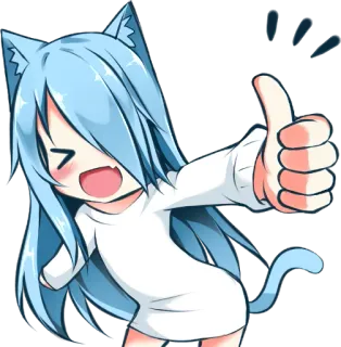 👍 Anime, Neko, Pouce en l'air, Mignon, Manga, Kawaii, Illustration whatsapp sticker