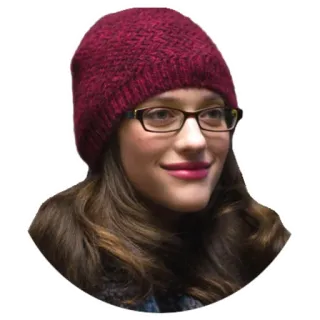 😊 Kat Dennings actress, woman, glasses, hat, portrait telegram sticker