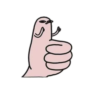 👍 pollice, mi piace, cartone animato, mano, positivo telegram sticker