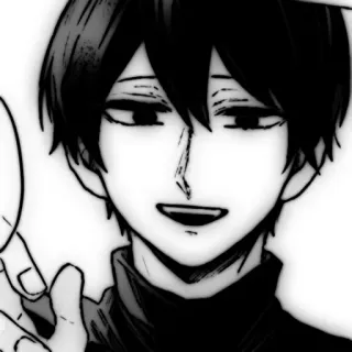 💥 Anime, Mangá, Retrato, Desenho animado, Desenho, Ilustração, Preto e branco telegram sticker