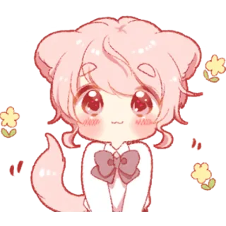 ☺️ schattig, chibi, kawaii, anime stijl, cartoon, roze, personage telegram sticker