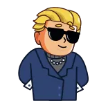 😢 ผมสีบลอนด์, แว่นกันแดด, การ์ตูน, เสื้อเบลเซอร์ telegram sticker
