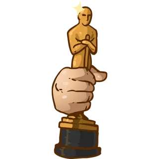 🌟 award, oscar, hand, trophy, statue, achievement, golden telegram sticker