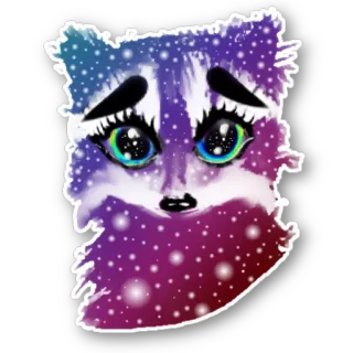 🙏 volpe, animale, galassia, carino, adesivo, illustrazione telegram sticker