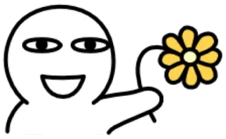 😀 Cartoon, Blume, Fröhlich, Strichmännchen, Zeichnung, Gekritzel telegram sticker
