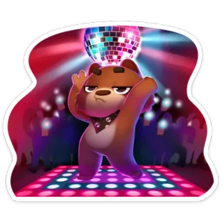 💃 медведь, танцы, вечеринка, диско, мультфильм, животное whatsapp sticker