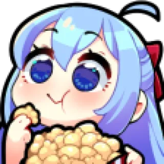 🍿 アニメ, 女の子, ポップコーン, 食べる, かわいい, ちび, カワイイ telegram sticker