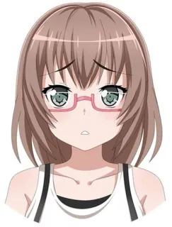🙁 garota anime, óculos, desenho animado, personagem, ilustração telegram sticker
