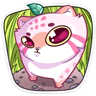 👁 kot, kawaii, naklejka, słodki, różowy, zwierzę whatsapp sticker