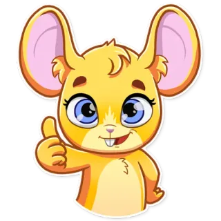 👍 desenho animado, rato, animal, fofo, adesivo, polegar para cima telegram sticker