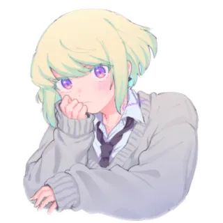 🤔 anime girl, school uniform, cute, blond hair, portrait telegram sticker