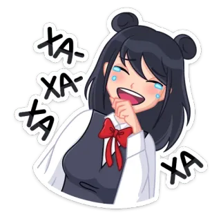 😃 XA XA XA XA fille anime, rire, panda, pleurer, heureux, joie telegram sticker