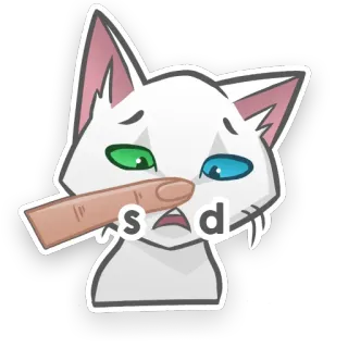 ☹️ sad cat, sad, upset, finger, anime, cartoon, emotion telegram sticker