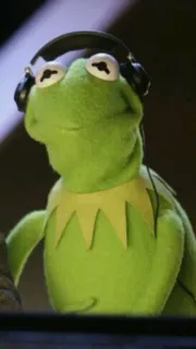 🐸 Kermit Kermit la Rana, Muppets, cuffie, DJ, verde, rana telegram sticker