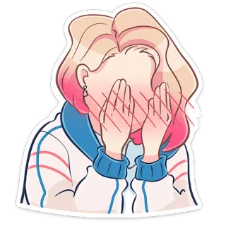🤦‍♀️ wanita, gadis, anime, kartun, malu, tersipu, bersembunyi, sedih telegram sticker