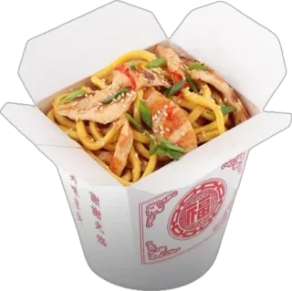🤩 谢谢光临 อาหาร, ซื้อกลับบ้าน, บะหมี่, อาหารจีน, ไก่, งา telegram sticker