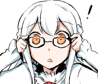 😯 аниме, мультфильм, очки, взволнованный, в шоке, удивленный telegram sticker