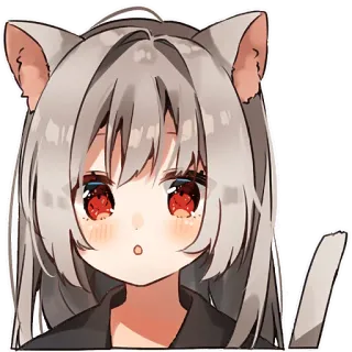 😯 アニメガール, 猫耳, 可愛い, デジタルアート, 漫画, ステッカー telegram sticker