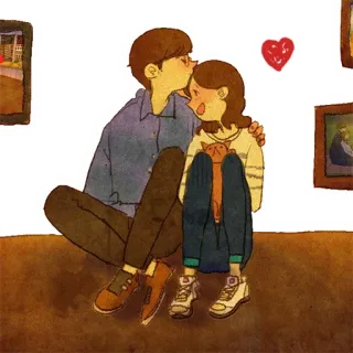 😚 любовь, пара, нежность, мультфильм, поцелуй, сердце telegram sticker