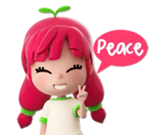 😊 Peace paix, dessin animé, fille, mignon, sticker, personnage whatsapp sticker