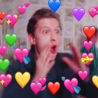 💕 Meme, Corazones, Amor, Emocionado, Flecha, Cara telegram sticker
