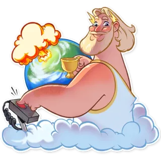 ☕ Zeus god, mythology, nuclear bomb, cloud, control panel telegram sticker