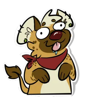 😛 hiena, zwierzę, kreskówka, słodki, naklejka, psi, zabawny telegram sticker