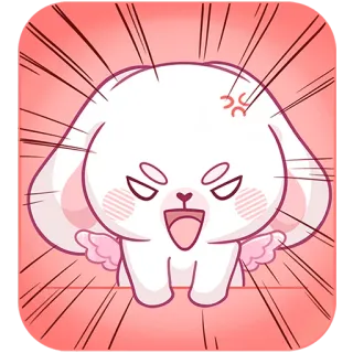 😡 cartoon, animal, bunny, cute, anger, angry, wings, pink telegram sticker