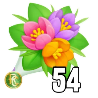 5️⃣ 54 flores, ramo, floral, número, 54, crocus telegram sticker