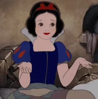 ⛄️ Snow White 백설 공주, 디즈니, 만화, 공주, 어깨를 으쓱 telegram sticker