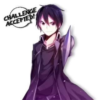 😏 Kirito Sword Art Online CHALLENGE ACCEPTED! anime, challenge, manga, sword, kirito, sword art online telegram sticker