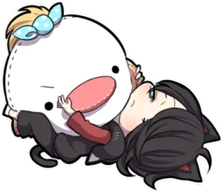 😕 만화, 포옹, 귀여운, 애니메이션, 치비, 고양이 귀, 카와이 telegram sticker