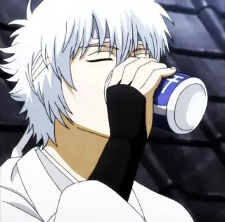 🌟 Sakata Gintoki Gintama アニメ, 銀魂, 坂田銀時, 飲酒, 白髪, 侍 telegram sticker