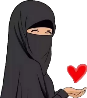 ❤️ mujer, hiyab, musulmán, islam, amor, corazón whatsapp sticker