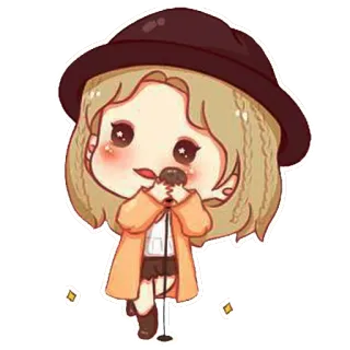 🎤 만화, 가수, 치비, 마이크, 모자, 음악 telegram sticker