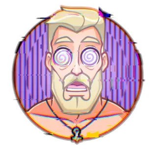 😳 cartoon, hypnotized, eyes, man, blonde, portrait, face whatsapp sticker