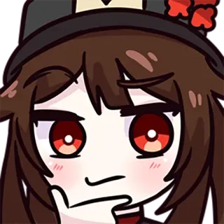 🤨 Hu Tao Genshin Impact Аниме, Игра, Genshin Impact, Ху Тао, Персонаж, Думает whatsapp sticker