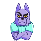 🤨 cartoon, animal, purple, wolf, angry, character telegram sticker