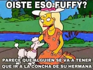 👊 Marge Simpson The Simpsons OISTE ESO FUFFY?
PARECE QUE ALGUIEN SE VA A TENER
QUE IR A LA CONCHA DE SU HERMANA アニメ, 攻撃的, ユーモア, ザ・シンプソンズ, マージ・シンプソン, 犬, スラング telegram sticker