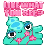 😏 LIKE WHAT YOU SEE? sticker, frage, süß, cartoon, ausdruck telegram sticker
