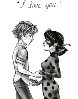 ❤ Ladybug and Cat Noir Miraculous Ladybug I love you baiser, romance, amour, Miraculous Ladybug, Ladybug, Chat Noir telegram sticker