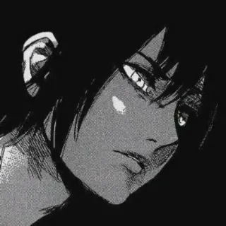 🖤 Anime, Manga, Illustratie, Portret, Grijstinten, Donker, Gezicht, Personage telegram sticker