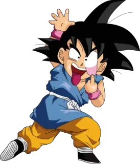 ☁ Goten Dragon Ball Z Goten, Dragon Ball Z, anime, cartone animato, dito medio, offensivo, lingua, divertente telegram sticker