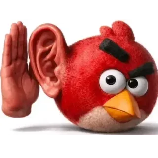 👂 Red Angry Birds Angry Birds, Red, ear, listening, hear, funny, surreal telegram sticker