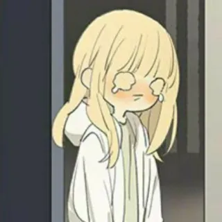 🌟 Cartoon, Mädchen, weinend, traurig, Anime, blond whatsapp sticker