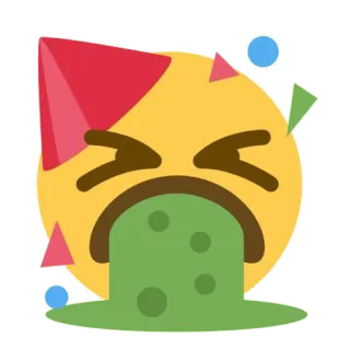 🥳 emoji, sick, puke, vomit, face, expression, illness telegram sticker