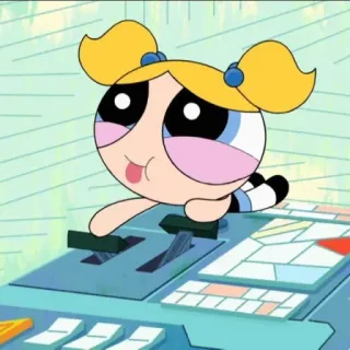 👅 Bubbles The Powerpuff Girls desenho animado, bolhas, Meninas Superpoderosas, fofo, personagem telegram sticker