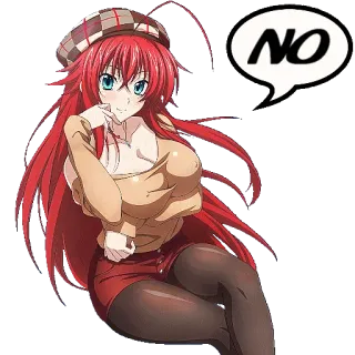 ❤️ NO Anime, Mulher, cabelo ruivo, Não, Personagem whatsapp sticker