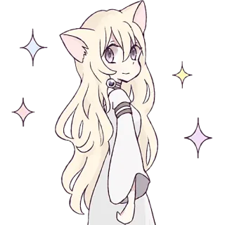 🌟 Anime, Catgirl, Süß, Kawaii, Manga, Funkeln telegram sticker